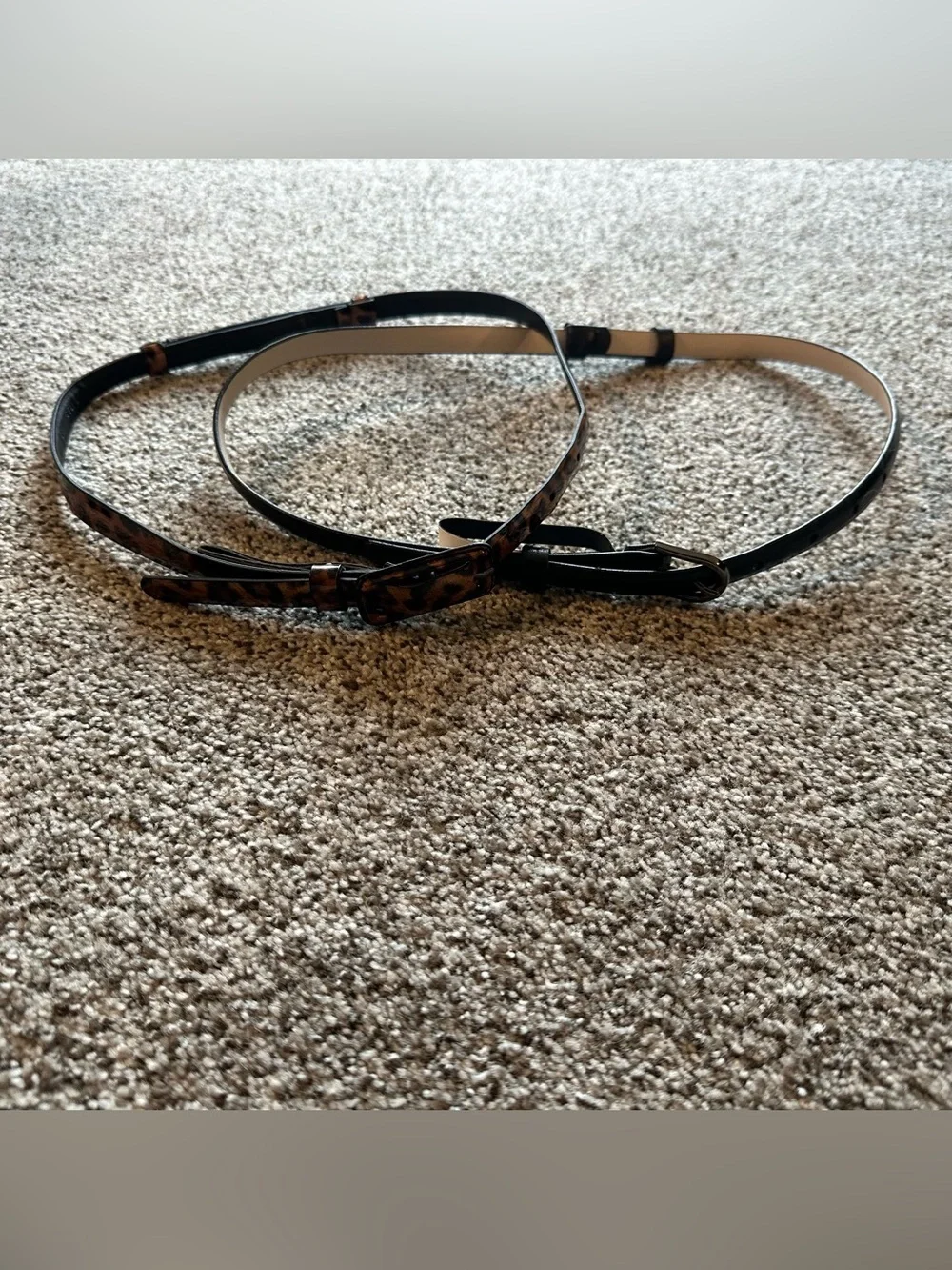 THE LIMITED Set Of Two Size Small Skinny Belts Leopard & Black